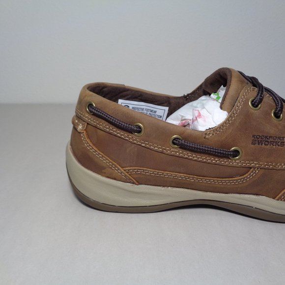 Rockport Size 11 M SAILING CLUB Leather New Men's Steel Toe Boat Work Shoes - Picture 3 of 14